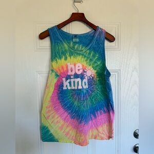 2 for $10 sale: Colortone neon tie-dye tank top “be kind” - L